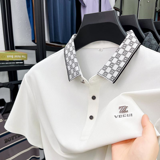 Vintage Dynamic Wave Polo T-Shirt: Effortless Motion in Every Thread