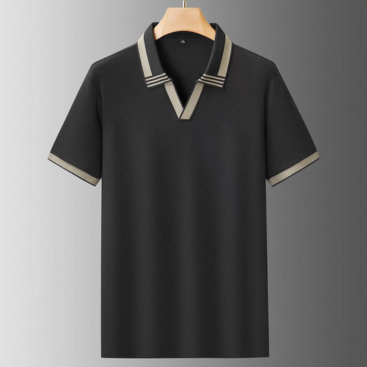 Frayline Black Riviera Open-Collar Polo T-Shirt
