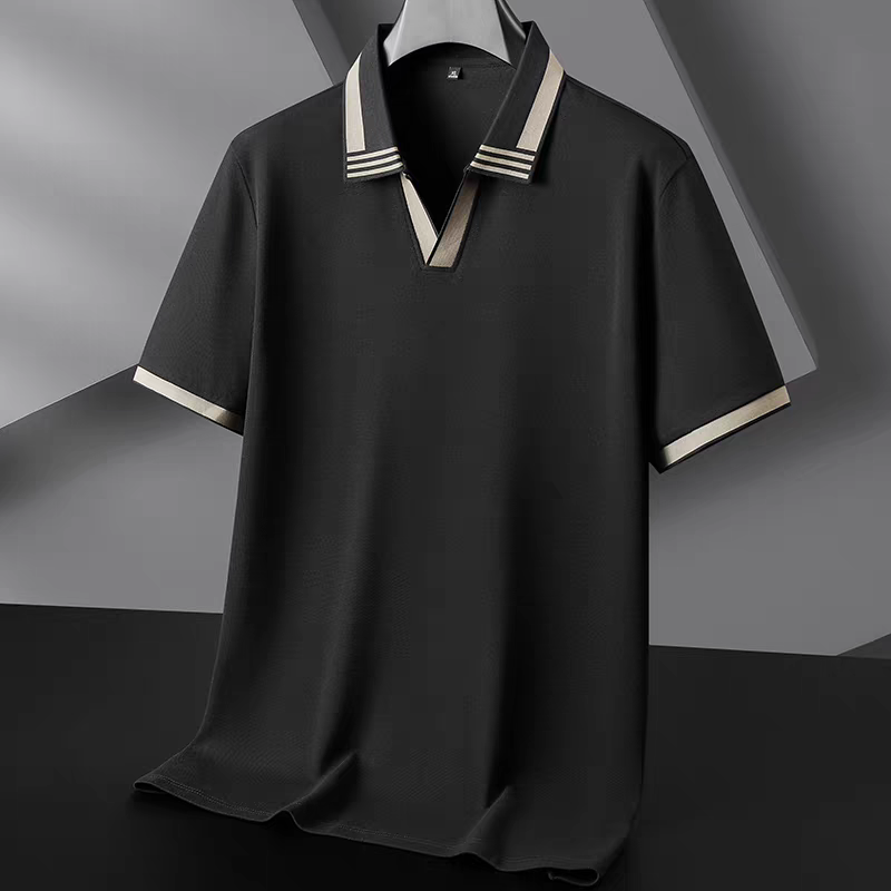 Frayline Black Riviera Open-Collar Polo T-Shirt