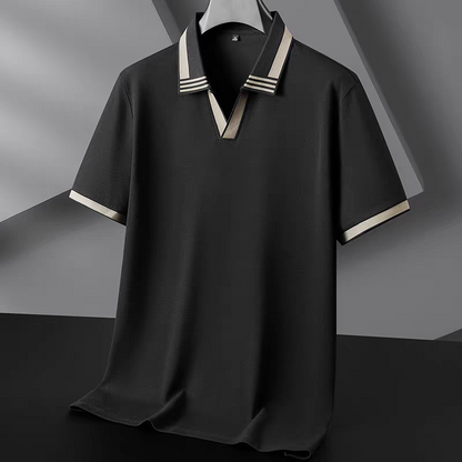 Frayline  Black Riviera Open-Collar Polo T-Shirt